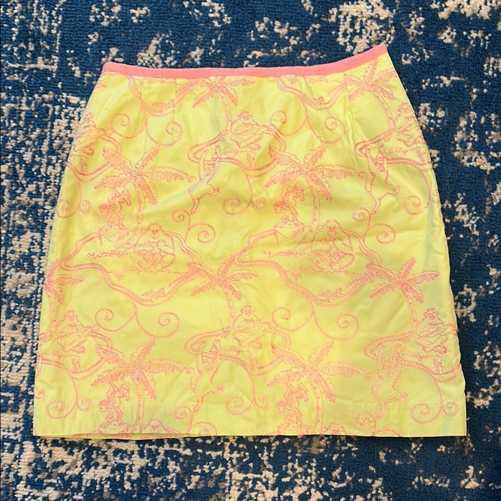 Vintage Lilly Pulitzer Green and Pink Mini Pencil Skirt